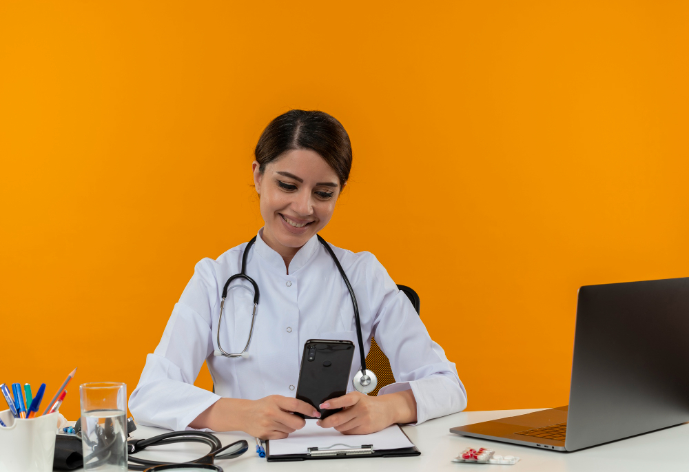 Physician using Medi-EHR EPCS system to securely send electronic prescriptions