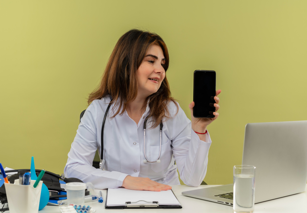 Patient logging into Medi-EHR patient portal to schedule a medical appointment online.