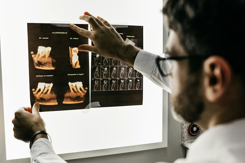 Doctor using AI medical dictation software for clinical documentation